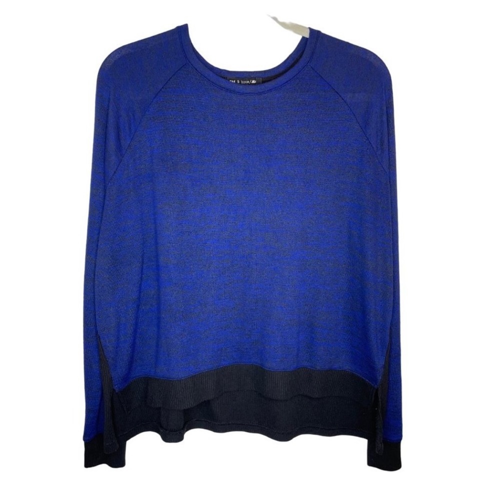 rag & bone Two-Tone Blue and Black Long Sleeve Tee